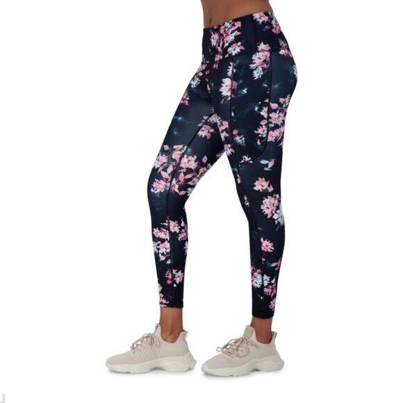 Gaiam Om Hiri Salutation High Waist Black Floral 7/8 Pockets Leggings Women XL - Picture 7 of 15